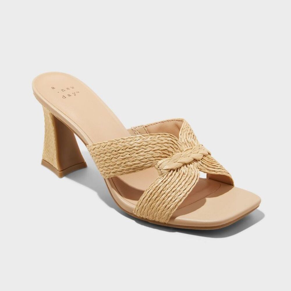 Women's Tia Mule Heels - A New Day Beige 7.5